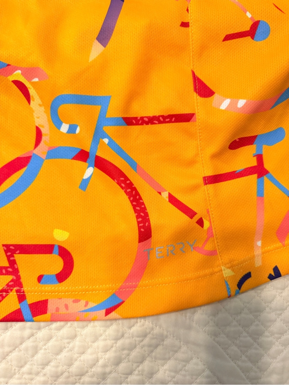 Terry Women's Orange Cycling Jersey with Graphic Bike Print - Picture 5 of 7
